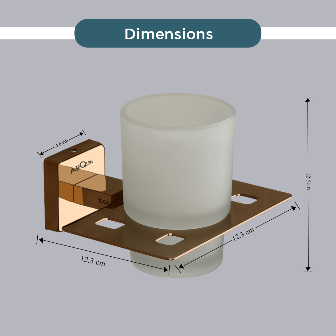 Stainless Steel Rose Gold Tumbler Holder for Bathroom (12.5X12.3X9.5 CM)