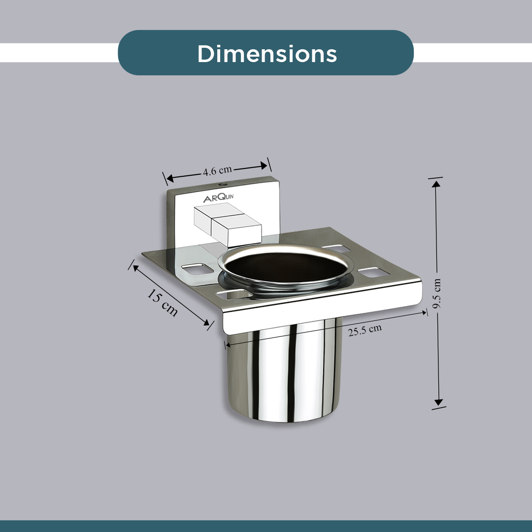 Stainless Steel Chrome Tumbler Holder for Bathroom (12X12.3X9.5 CM)