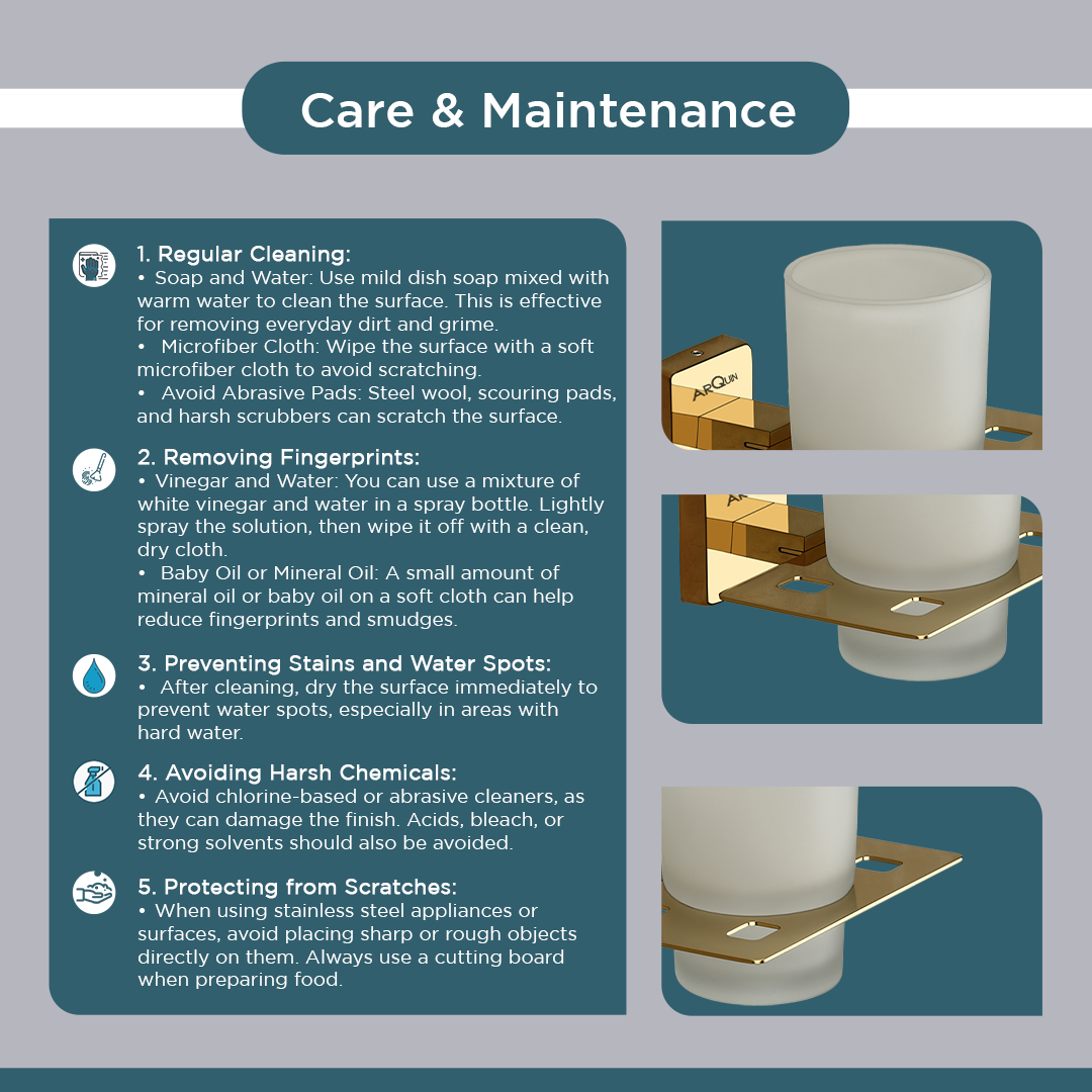 Stainless Steel Gold Tumbler Holder for Bathroom (12.5X12.3X9.5 CM)