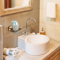 Stainless Steel Rose Gold Tumbler Holder for Bathroom (12.5X12.3X9.5 CM)