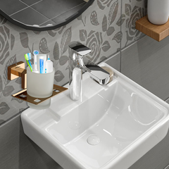 Stainless Steel Rose Gold Tumbler Holder for Bathroom (12.4X12.3X9.5 CM)