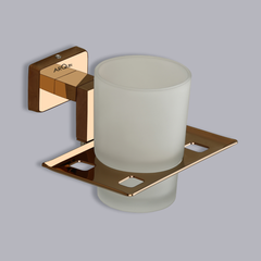 Stainless Steel Rose Gold Tumbler Holder for Bathroom (12.4X12.3X9.5 CM)