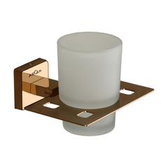 Stainless Steel Rose Gold Tumbler Holder for Bathroom (12.5X12.3X9.5 CM)