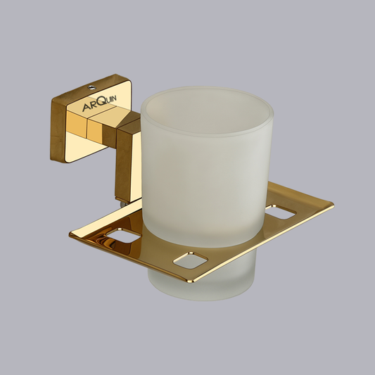 Stainless Steel Gold Tumbler Holder for Bathroom (12.4X12.3X9.5 CM)