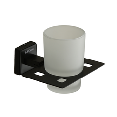 Stainless Steel Black Matt Tumbler Holder for Bathroom (12.5X12.3X9.5 CM)