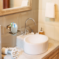 Stainless Steel Gold Tumbler Holder for Bathroom (12.4X12.3X9.5 CM)