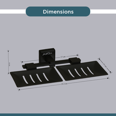 Stainless Steel Black Matt Twin Soap Dish for Bathroom (25.3X15X4.6 CM)
