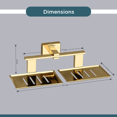 Stainless Steel Gold Twin Soap Dish for Bathroom (26X13X6.3 CM)