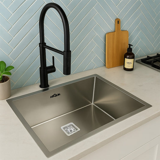 Handmade Single Bowl Kitchen Sink (24 x 18 x 10 Inches) 304 Grade Stainless Steel Sink