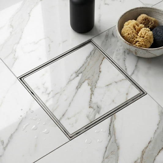 Square Tile Insert 304 SS Grade Floor Drainer with Cockroach Trap (6X6 Inches)