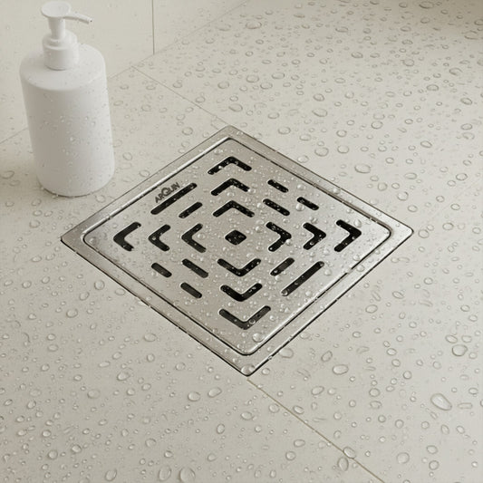 Square Floor Drainer 304 SS Grade with Cockroach Trap (6x6 Inch)