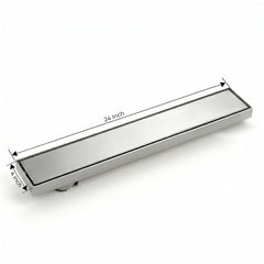 Sliver-Matt Tile Insert Shower Water Drain Channel 304 SS Grade with Cockroach Trap (24X4 Inches)