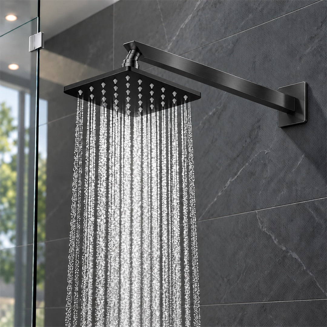Rain Shower Head without Arm 304 Stainless Steel Overhead Shower 6x6 Inch (ELEGANCE BLACK)