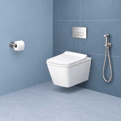 Platinum Ceramic Wall Hung Western Commode  (BELLA-Rimless)