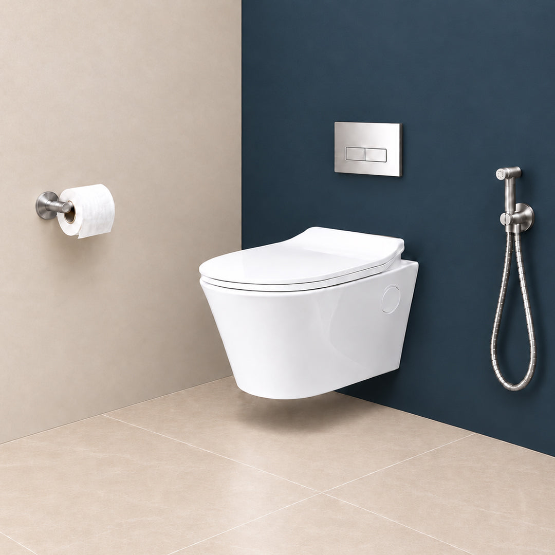 Platinum Ceramic Wall Hung Western Commode (CUTE-Rimless)
