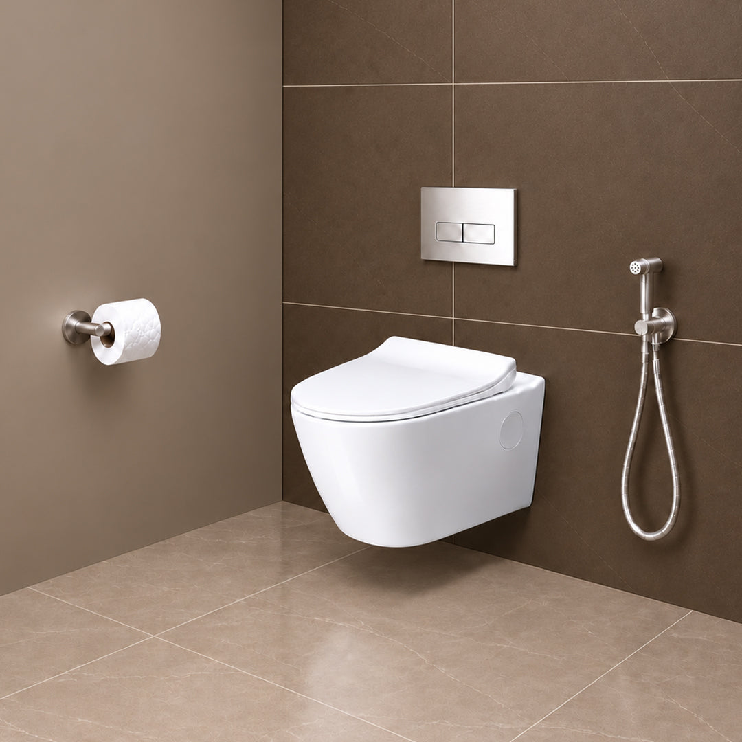 Platinum Ceramic Wall Hung Western Commode (ANGEL-Rimless)