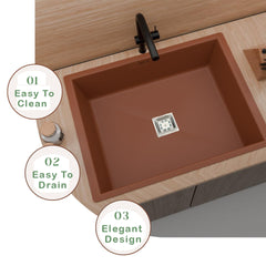 ARQUIN Brown Quartz Single Bowl Kitchen Sink 24x18x9 inches|Noise-Reducing,Durable & Scratch-Resistant Kitchen Sink|Granite Sink with Sink Coupling, Waste Pipe & Vegetable Washing Basket
