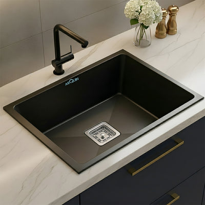 24x18x9 Inch Black Quartz Single Bowl Kitchen Sink