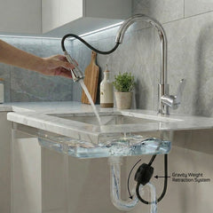 Waterfall Pull Down Kitchen Sink Faucet Mixer Tap |  (Waterfall Pullout Sink Mixer Silver)