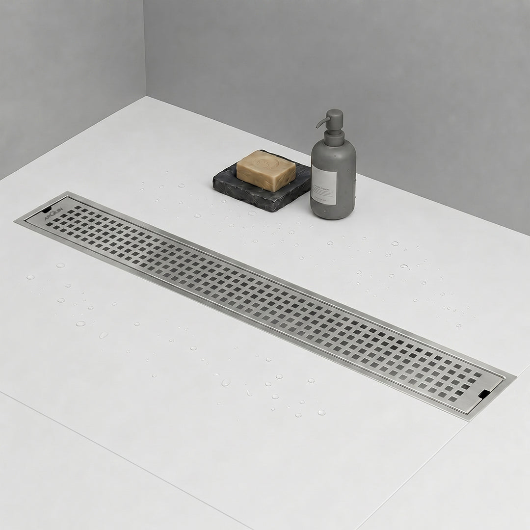 Shower Water Drain Channel SS 304 Grade with Cockroach Trap (24X4 Inch)