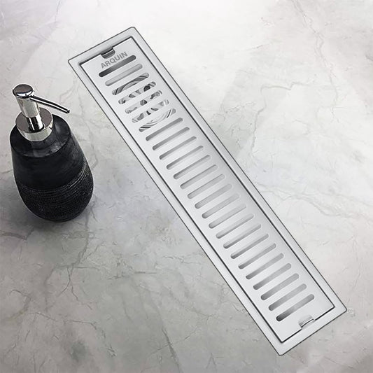 Shower Water Drain Channel SS 304 Grade with Cockroach Trap (12X4 Inch)