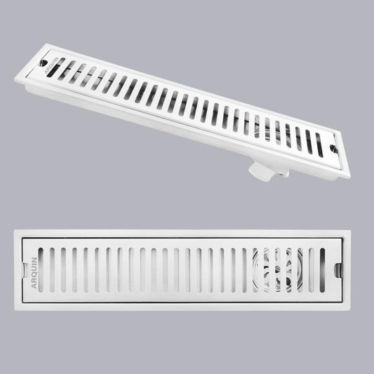 Shower Water Drain Channel SS 304 Grade with Cockroach Trap (12X4 Inch)