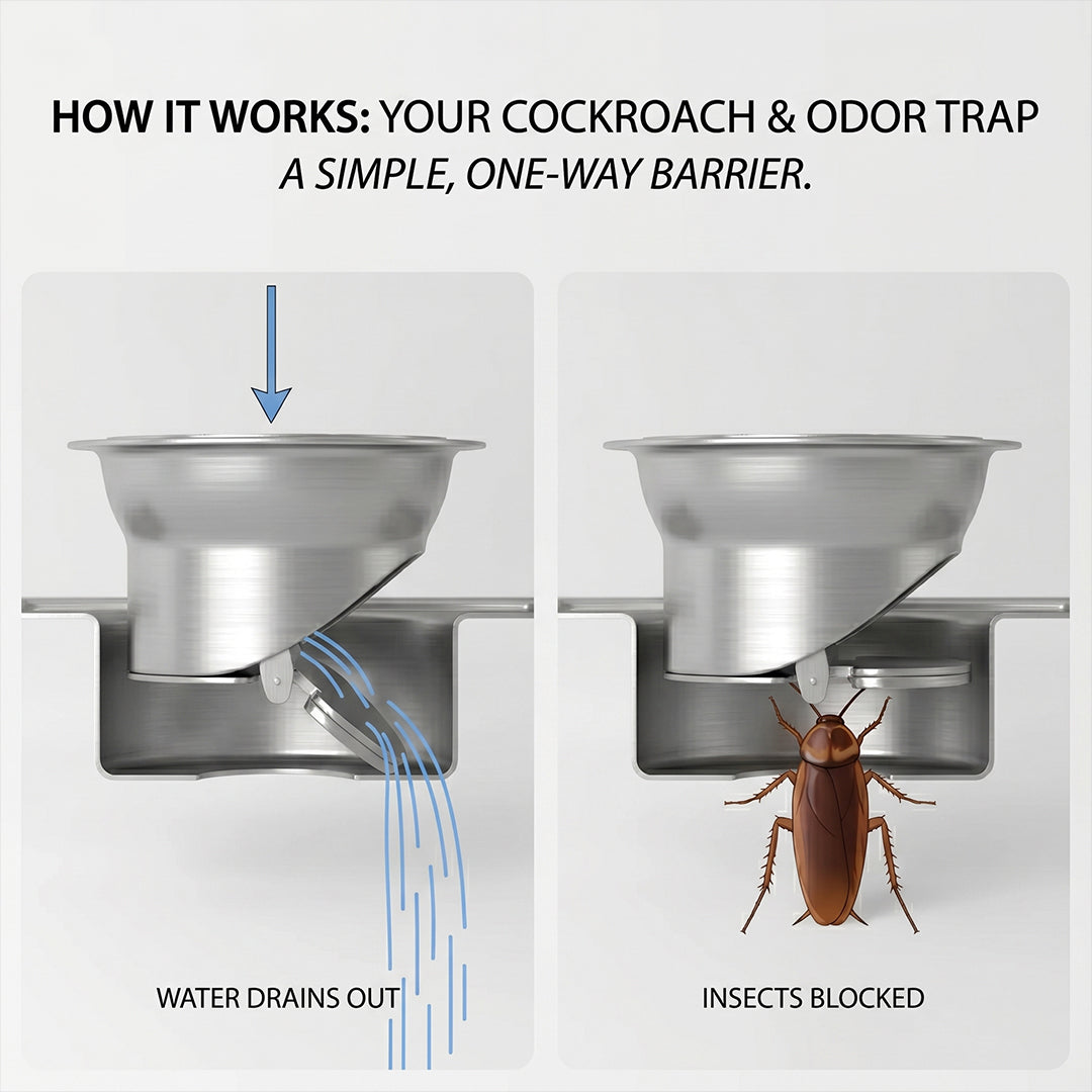 Shower Drain Channel SS 304 Grade with Cockroach Trap (12x4 Inch)