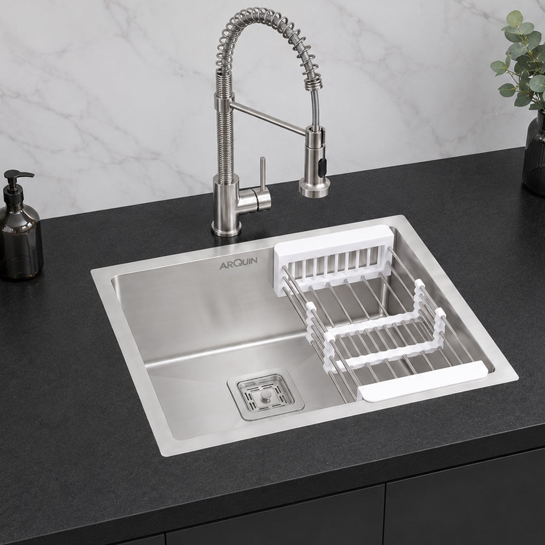 21x18x10 Inch Handmade Single Bowl Kitchen Sink Heavy Grade Stainless Steel