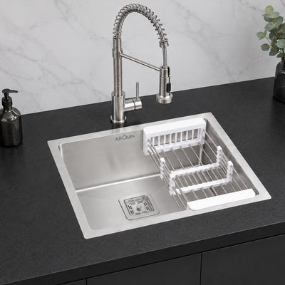 21x18x10 Inch Handmade Single Bowl Kitchen Sink Heavy Grade Stainless Steel