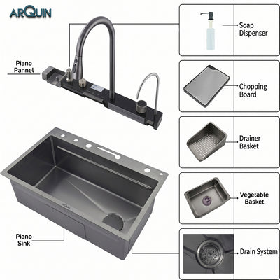 Piano Smart Kitchen Sink (30x18x9 Inch)