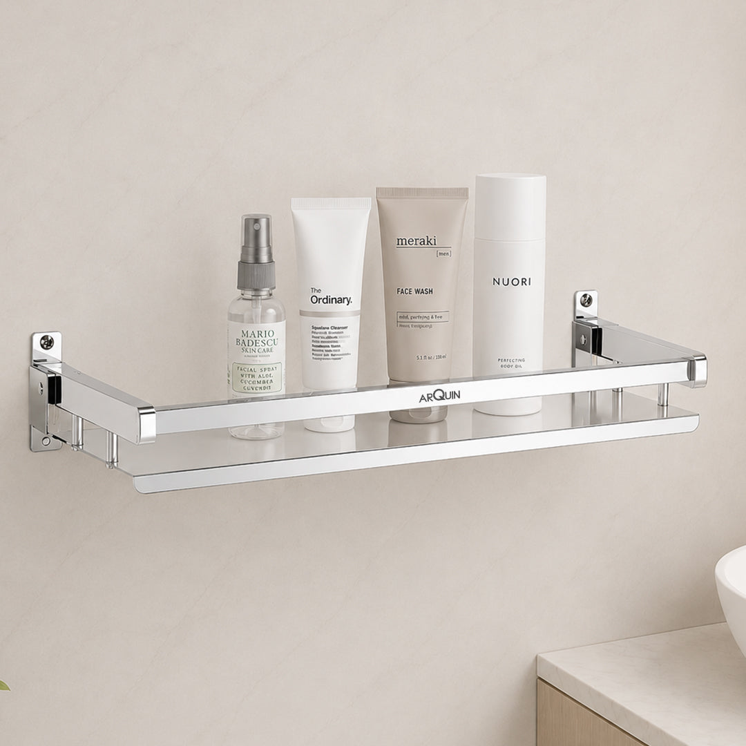 Bathroom Folding Shelf Stainless Steel Chrome Finish - 16 Inch (B11)