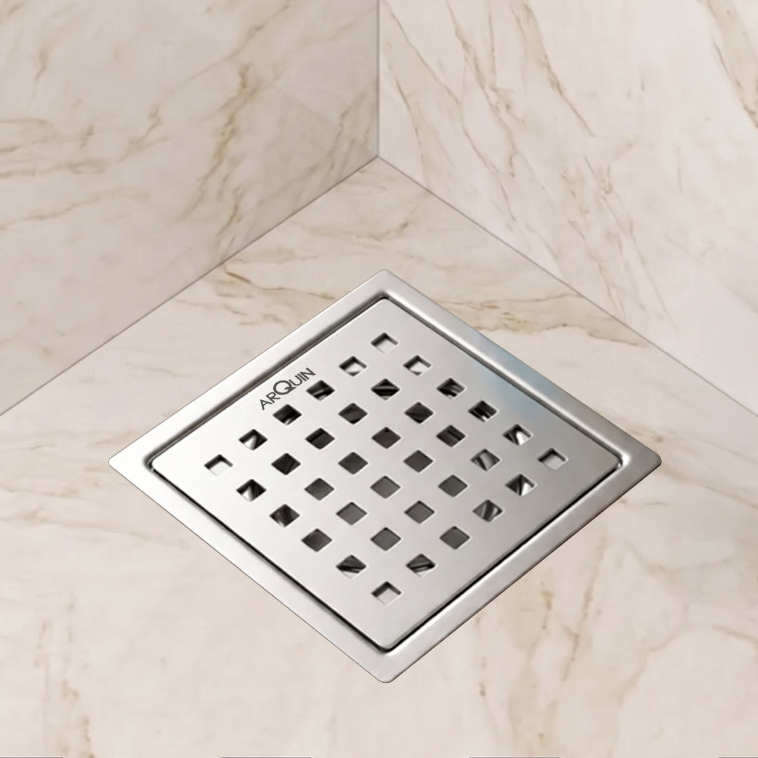 Square Floor Drainer 304 SS Grade Without Cockroach Trap (6x6 Inch)