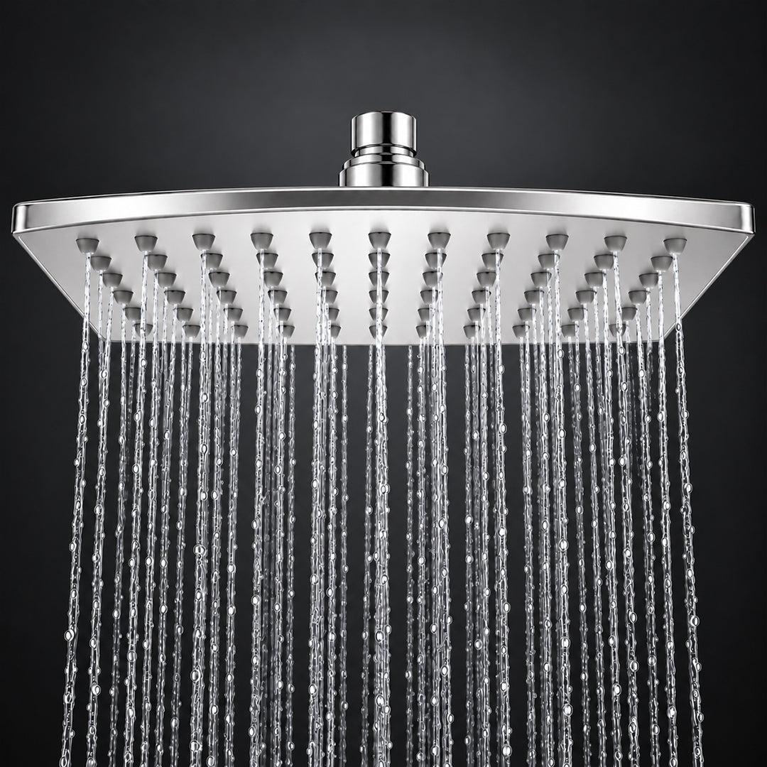 Rain Shower Head without Arm 304 Stainless Steel Overhead Shower 6x6 Inch (CURVE)