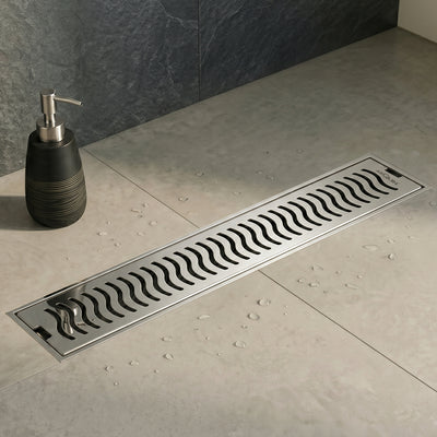 Shower Water Drain Channel SS 304 Grade with Cockroach Trap (18X4 Inch)