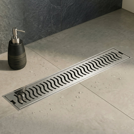 Shower Water Drain Channel SS 304 Grade with Cockroach Trap (18X4 Inch)