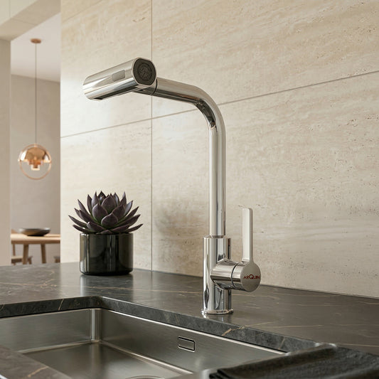 Waterfall Pull Down Kitchen Sink Faucet |360° Swivel (Magical Pullout Multiflow Faucet Silver)