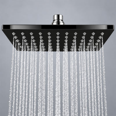 Rain Shower Head without Arm 304 Stainless Steel Overhead Shower 6x6 Inch (ELEGANCE BLACK)