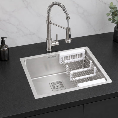 21x18x10 Inch Handmade Single Bowl Kitchen Sink Heavy Grade Stainless Steel
