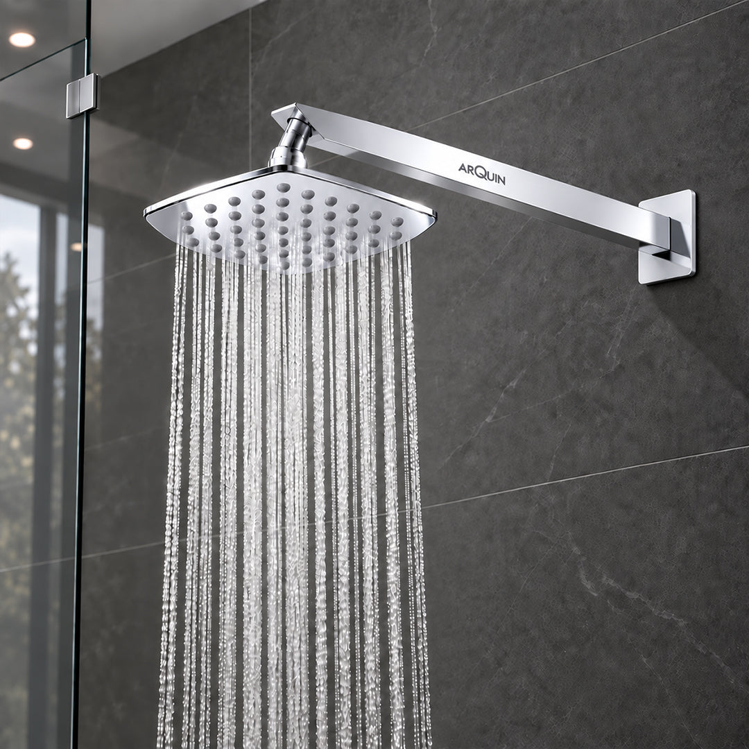 Rain Shower Head without Arm 304 Stainless Steel Overhead Shower 8x8 Inch (CURVE)