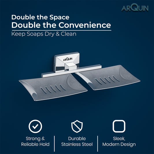 ARQUIN Heavy Grade Twin Soap Dish Holder for Bathroom