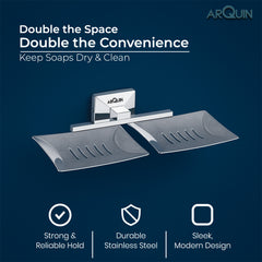 ARQUIN Heavy Grade Twin Soap Dish Holder for Bathroom