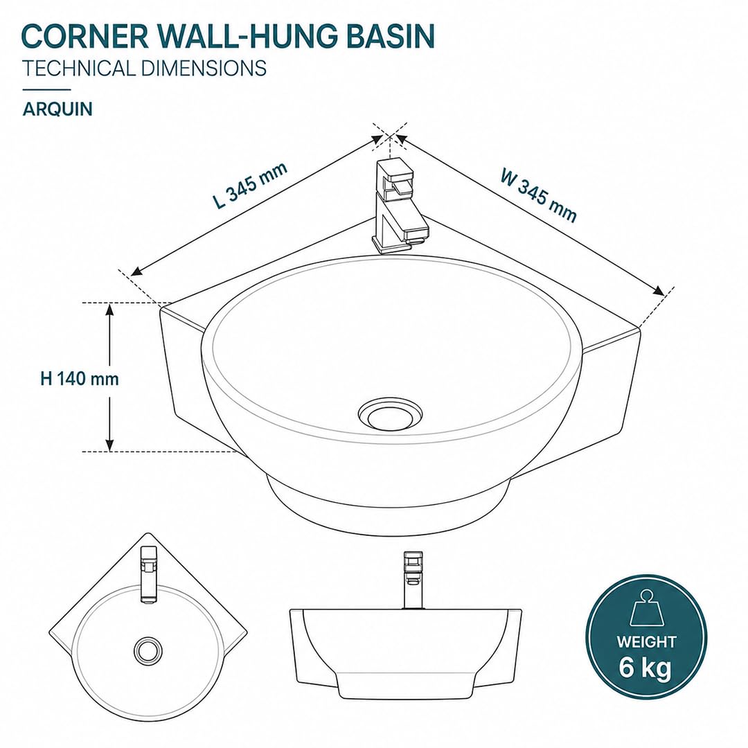 Platinum Ceramic Wall Hung Washbasin LILY