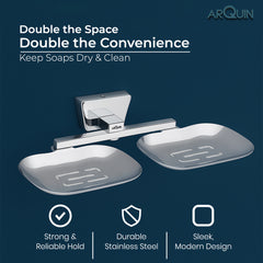 ARQUIN Heavy Grade Twin Soap Dish Holder for Bathroom
