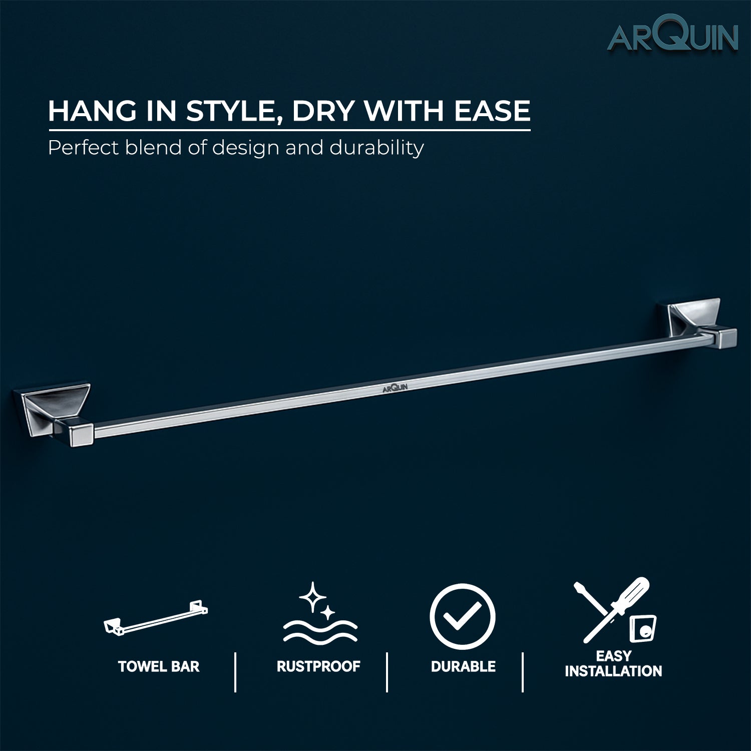 Heavy Grade Stainless Steel Towel Rod Hanger | Towel Holder for Bathroom