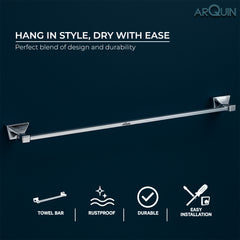 ARQUIN Heavy Grade Stainless Steel Towel Rod Hanger | Towel Holder for Bathroom