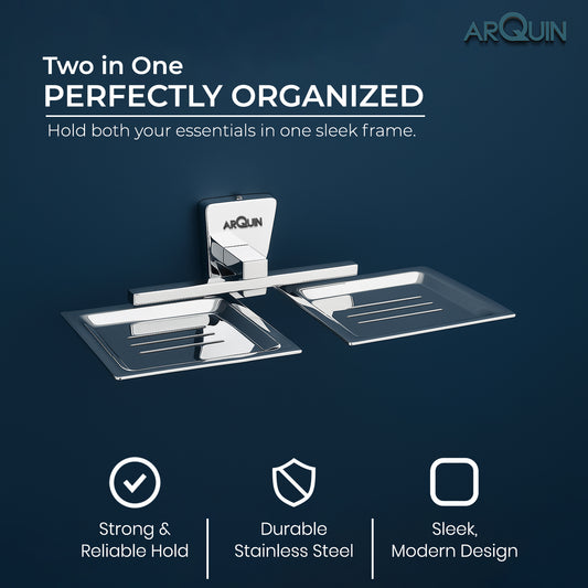 ARQUIN Heavy Grade Twin Soap Dish Holder for Bathroom