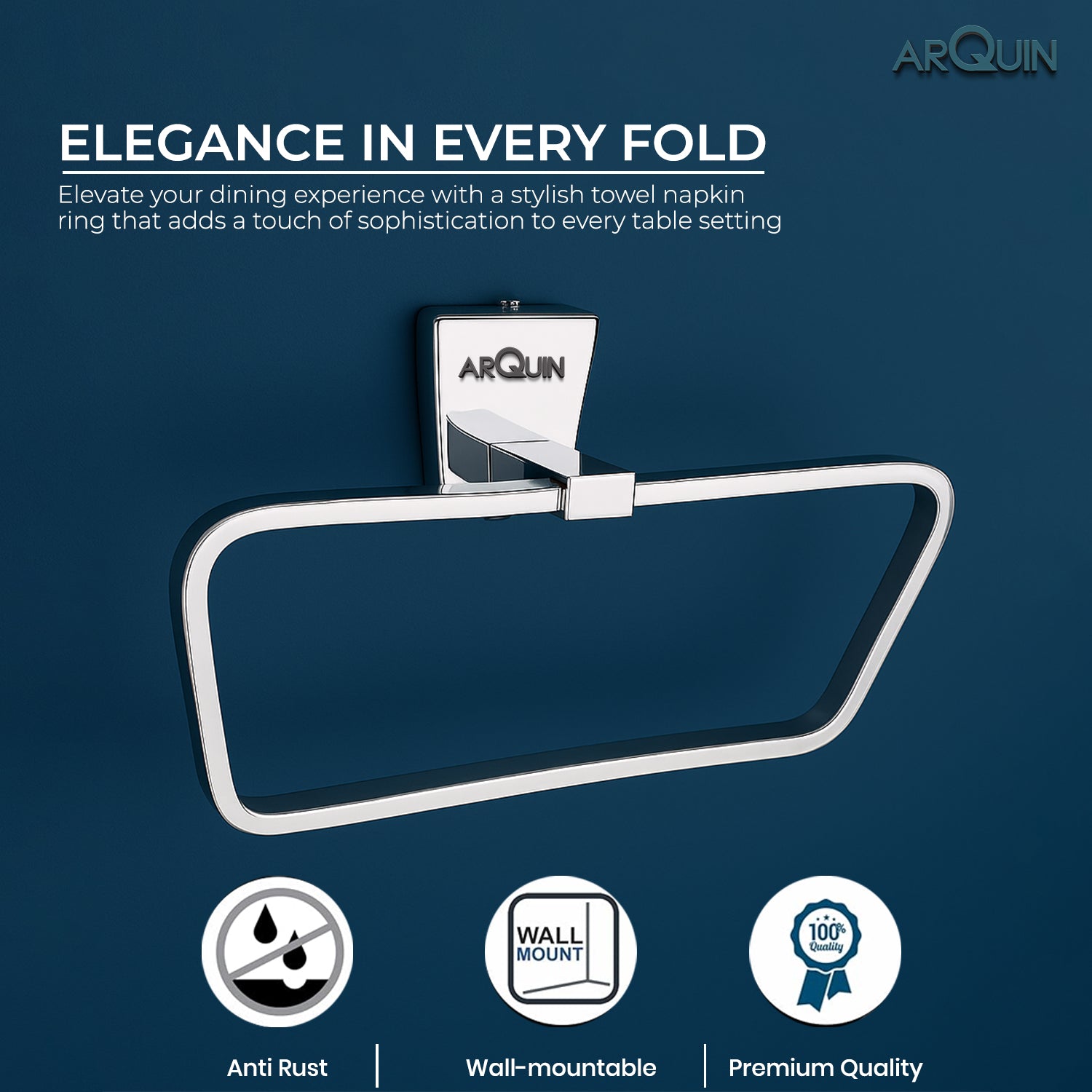 Heavy Grade Stainless Steel Towel Ring & Napkin Holder for Bathroom