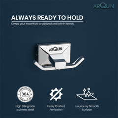 ARQUIN Heavy Grade Stainless Steel Double Robe Hook for Towel & Clothes