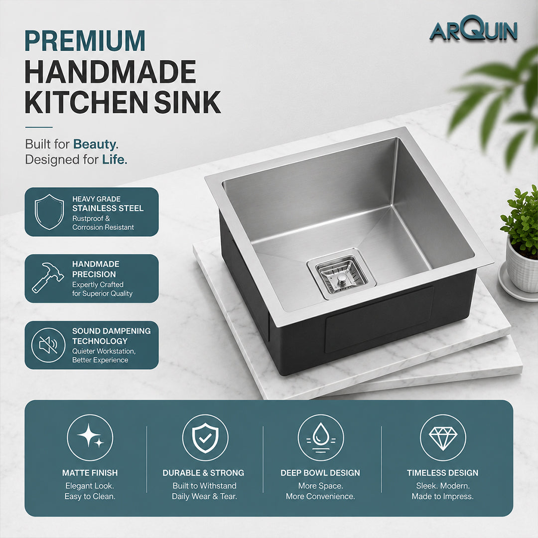 18x16x10 Inch Heavy Grade Handmade Single Bowl Kitchen Sink
