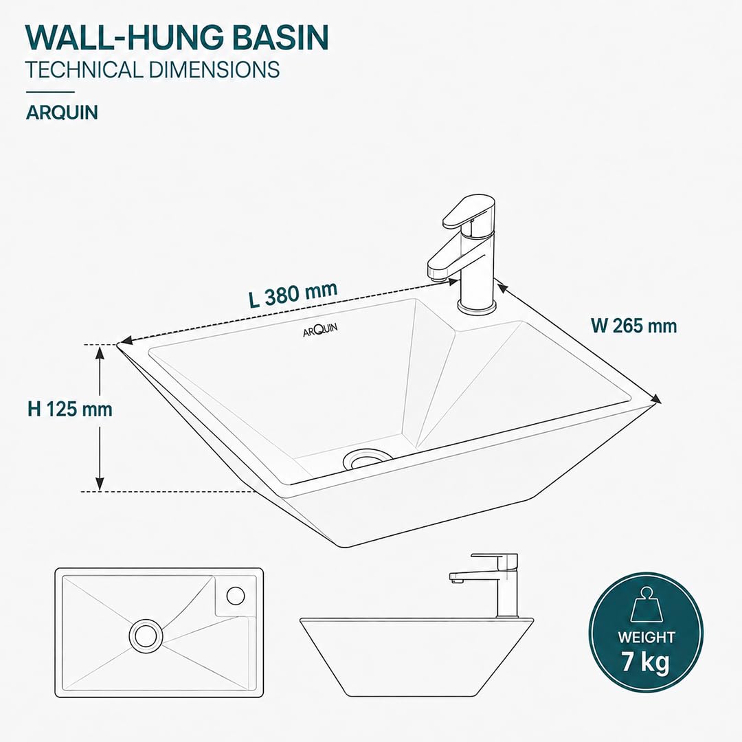 Platinum Ceramic Wall Hung Washbasin CANDY
